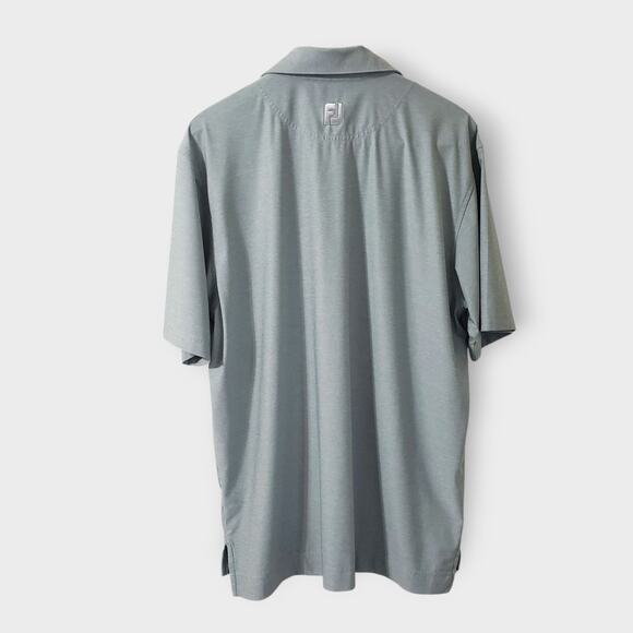 Footjoy Mens Performance Polo Shirt Sz Large Grey Yellow Golf Preppy Casual - Picture 5 of 12